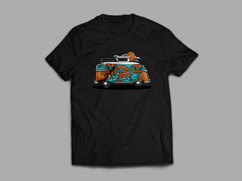 Adventure Volkswagen Car T-shirt Design