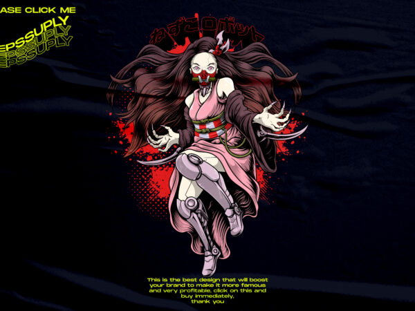 Adult nezuko kamado mecha anime t shirt vector