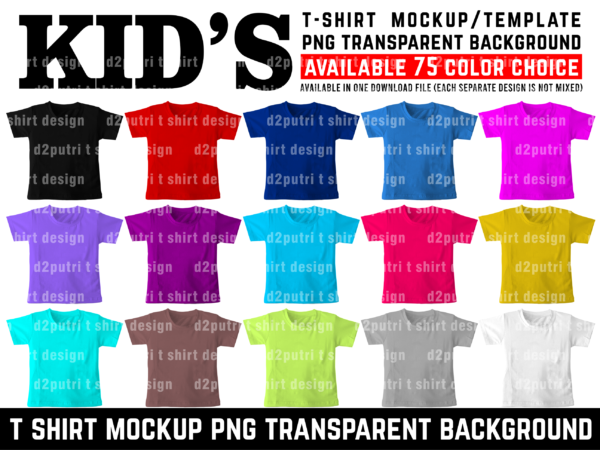 Kid t shirt mockup / template front back set color
