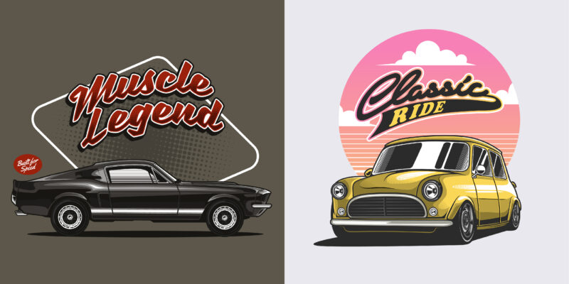 Classic car t-shirt design bundle collection vol. 5