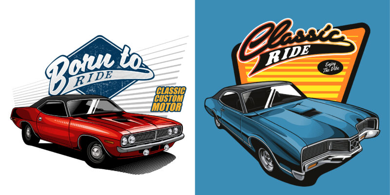 Classic car t-shirt design bundle collection vol. 5