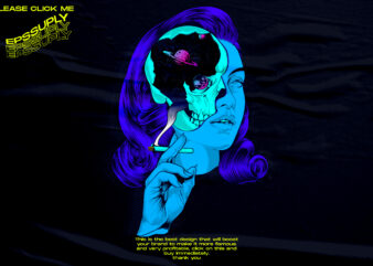 aesthetic vaporwave galaxy skull girl t shirt vector