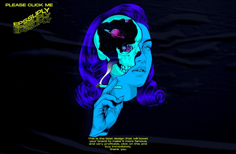Free Aesthetic vaporwave galaxy skull girl t shirt vector
