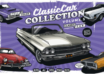 Classic car t-shirt design bundle collection vol. 5