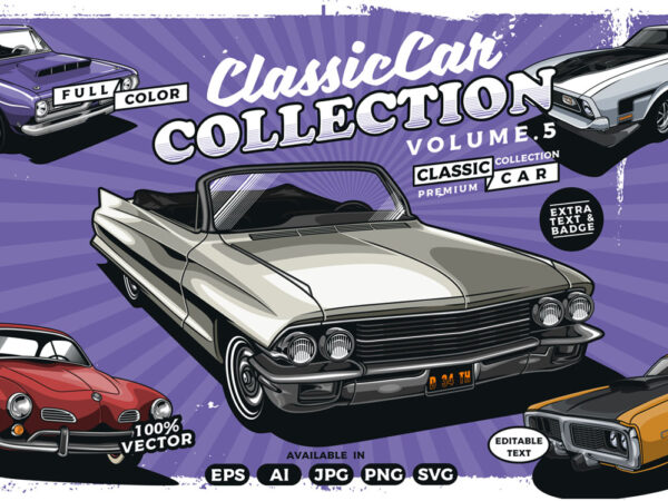 Classic car t-shirt design bundle collection vol. 5