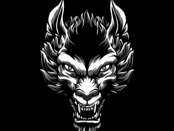 Werewolf face t shirt design for sale