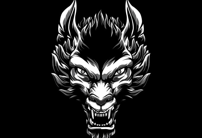 Free Werewolf face t shirt design for sale