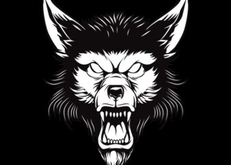 Angry Wolf Face t shirt vector