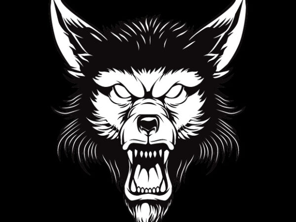 Angry wolf face t shirt vector