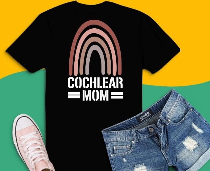 Boho “Cochlear Mom” Cute deaf pride T-Shirt design svg,Cochlear Mom, awarness ribbon rainbow,