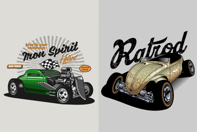 Hotrod cars vector collection vol.2