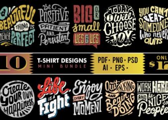 10 T-shirt Designs Mini Bundle #3 – 21