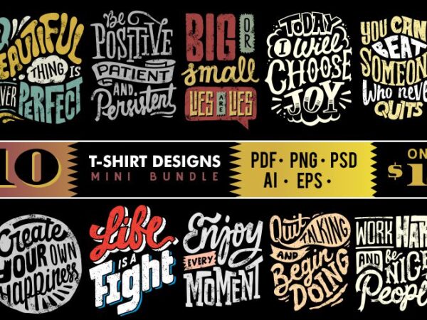 10 t-shirt designs mini bundle #3 – 21