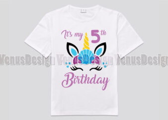 Its My 5th Birthday Unicorn Mermaid Editable Design