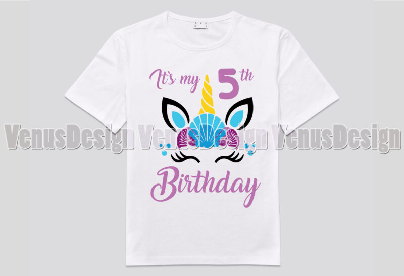 Its My 5th Birthday Unicorn Mermaid Editable Design