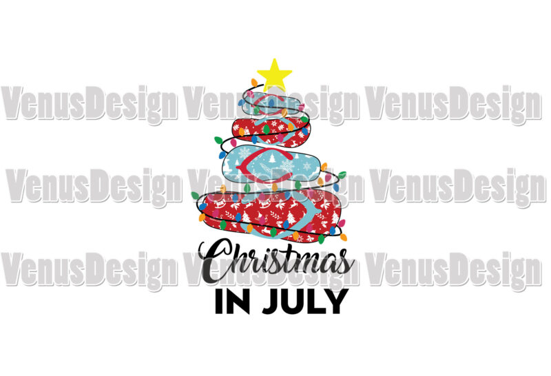Christmas In July Flip flops Tree Editable Design