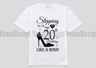Stepping Into My 20th Birthday Like A Boss Editable Design