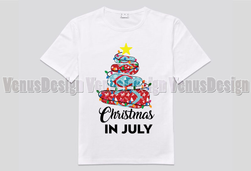 Christmas In July Flip flops Tree Editable Design