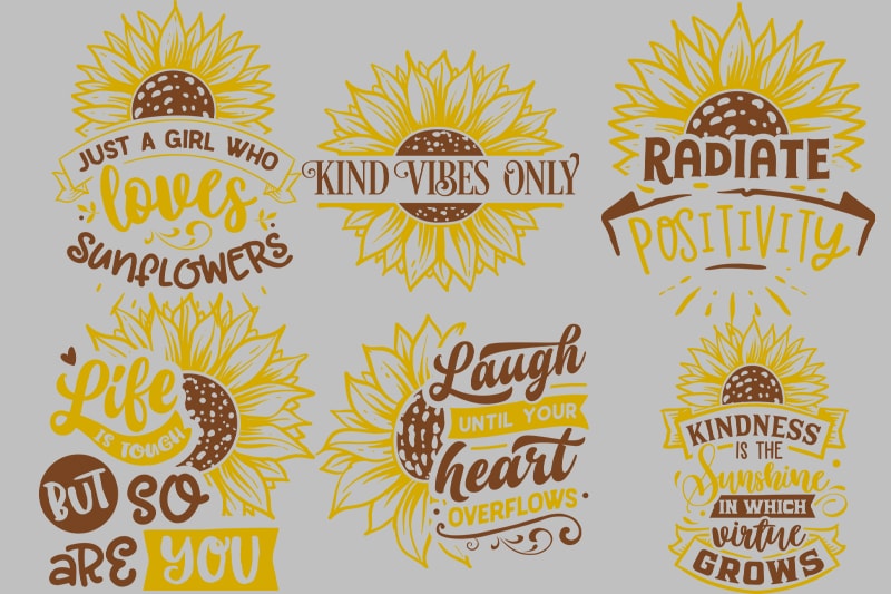 Sunflower / Cute 2021/ Motivational / Positive Top Trending Summer Designs/ Cute Flowers Bundle