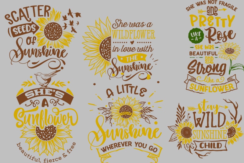 Sunflower / Cute 2021/ Motivational / Positive Top Trending Summer Designs/ Cute Flowers Bundle