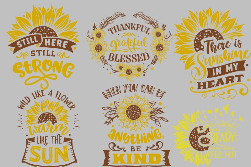 Sunflower / Cute 2021/ Motivational / Positive Top Trending Summer Designs/ Cute Flowers Bundle