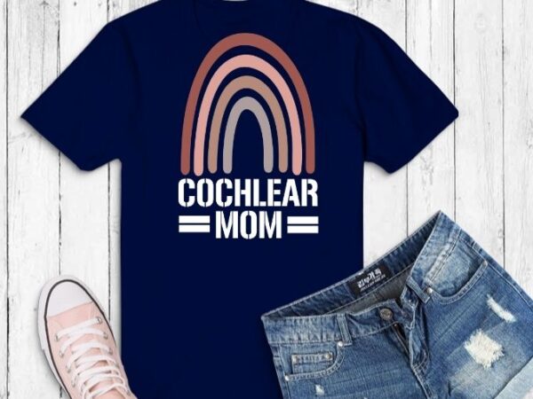 Boho “cochlear mom” cute deaf pride t-shirt design svg,cochlear mom, awarness ribbon rainbow,