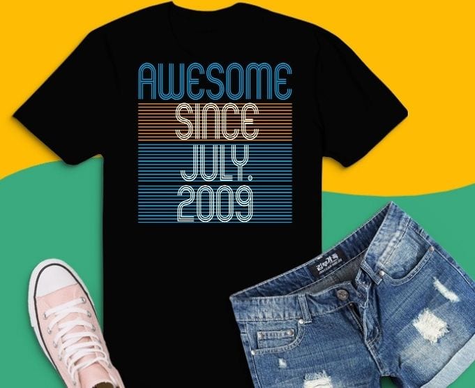 12th Birthday Awesome Since July 2009 12 Year Old Boys Girls T-Shirt design svg, 12th Birthday svg, 12 Year Old Boys Girls T-Shirt,Since July 2009