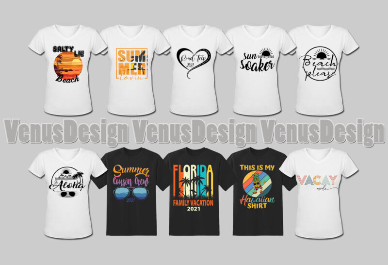 Best Selling Summer Vacation T- Shirt Design Bundle, Editable Design
