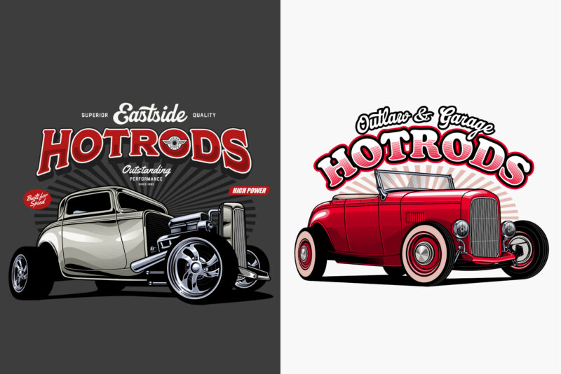 Hotrod cars vector collection vol.2