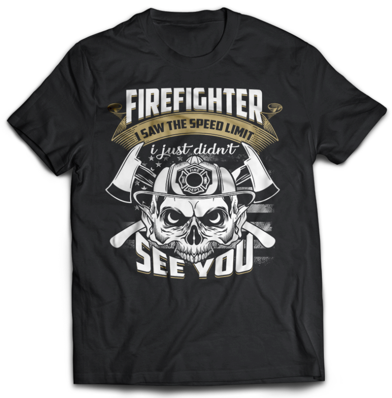 FIREFIGHTER Tshirt Designs Bundle Editable