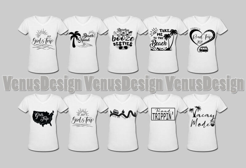 Best Selling Summer Vacation T- Shirt Design Bundle, Editable Design
