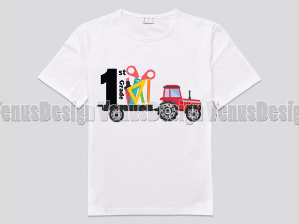 1st grade back to school truck tshirt design, editable design