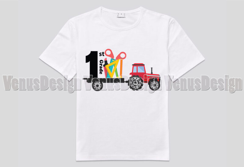 1st Grade Back To School Truck Tshirt Design, Editable Design