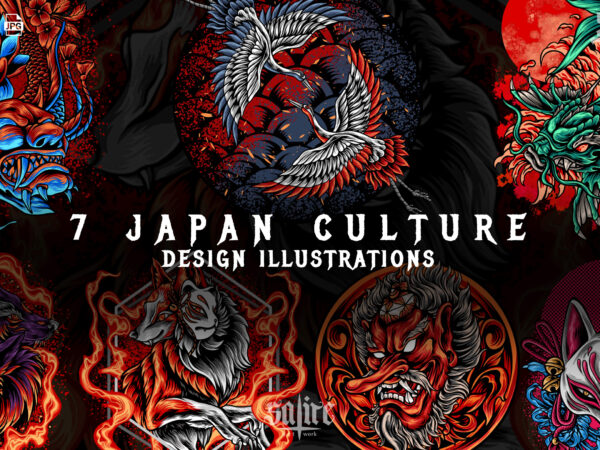 Japan culture illustrations bundles vector clipart