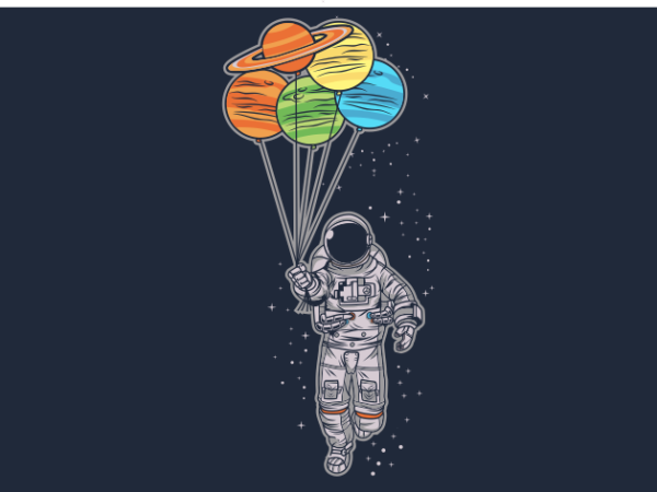 Astronaut balloon t shirt vector