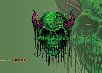 Zombie Evil Skull Halloween Illustrations t shirt graphic design