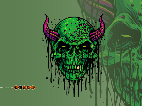 Zombie evil skull halloween illustrations t shirt graphic design Zombie evil skull halloween illustrations t shirt graphic design