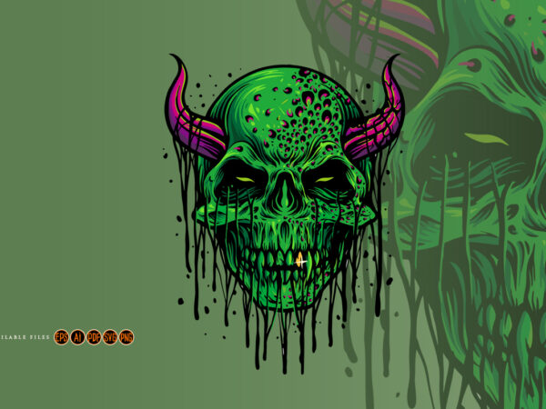 Zombie evil skull halloween illustrations t shirt graphic design