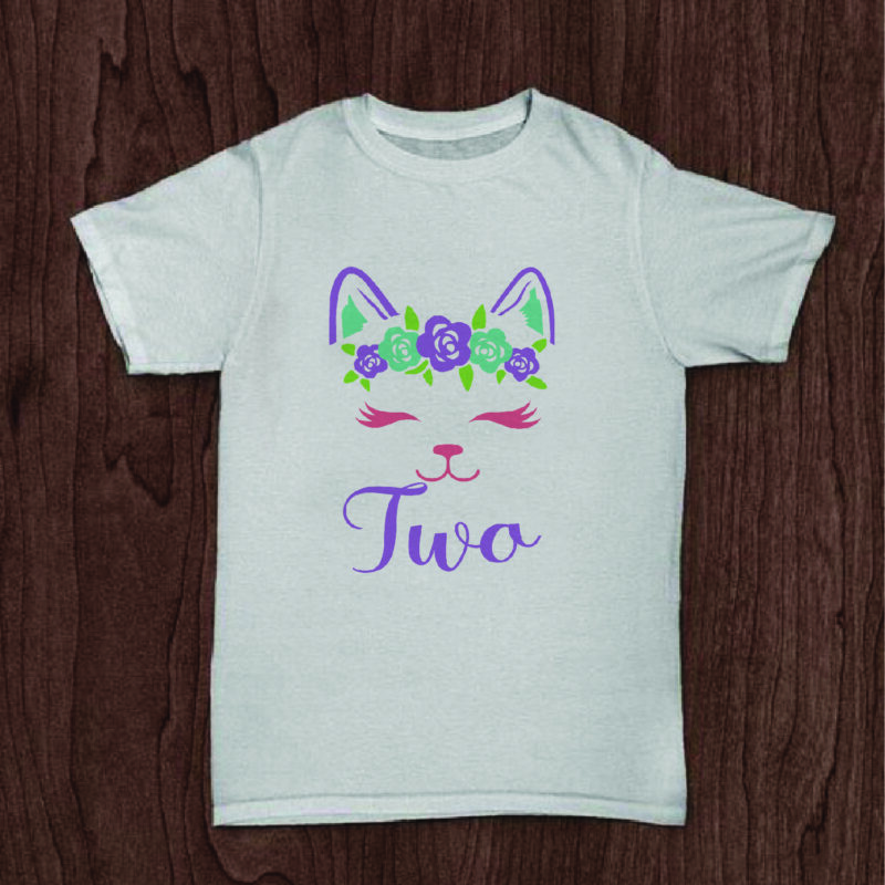 Two Birthday Cat Gifts, Shirt For Birthday Kids Svg File Diy Crafts Svg Files For Cricut, Silhouette Sublimation File