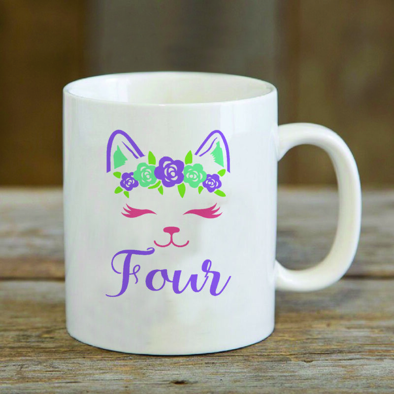 Four Birthday Cat Gifts, Shirt For Birthday Kids Svg File Diy Crafts Svg Files For Cricut, Silhouette Sublimation File