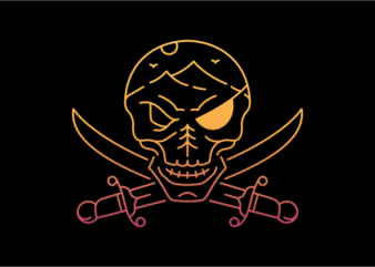 Pirate Skull in Nature t shirt illustration