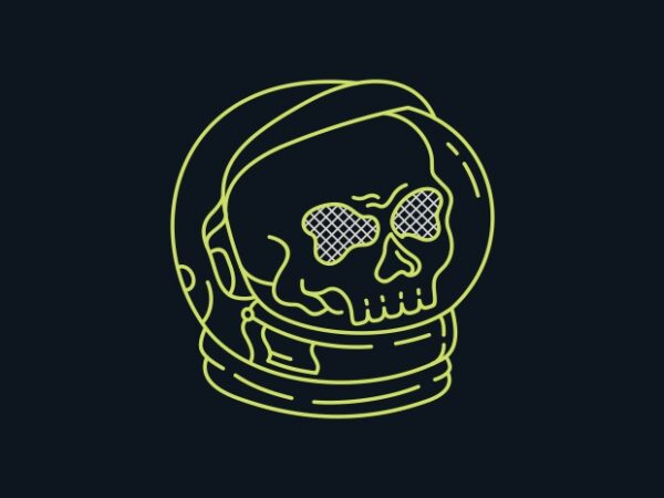 Astronaut skull of space t shirt vector