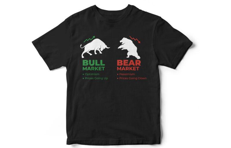 BULL MARKET VS BEAR MARKET, CryptoCurrency, Bitcoin, bitcoin t-shirt design, Crypto, Trading, Crypto T-Shirt Design, coin, t-shirt design, bull fight,