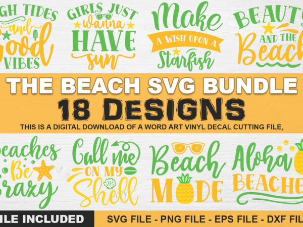 The beach svg bundle t shirt designs for sale