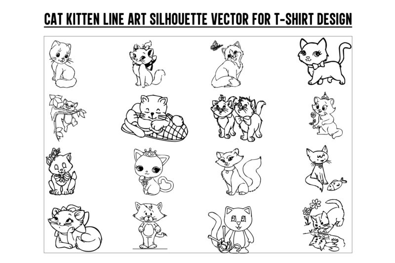 Cat Kitten Line Svg, Cat Kitten Line, Cat Kitten , cat design, cat svg, cat vector