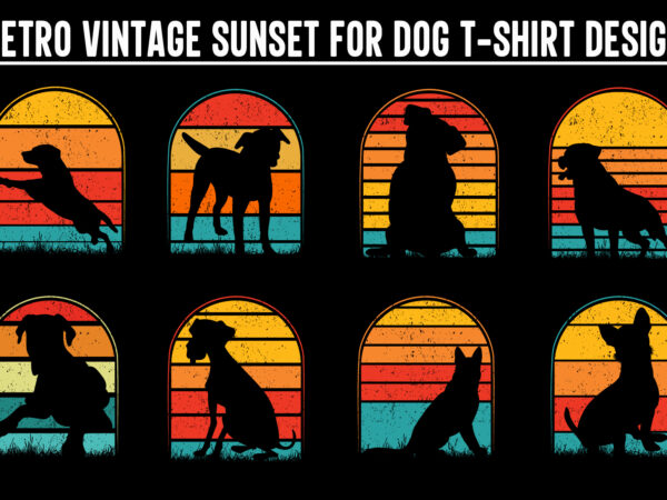 Dog sunset colorful, dog svg, dog vintage design, vintage dog svg, dog design, dog vector