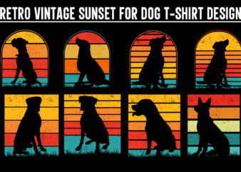 Dog Sunset Colorful, Dog svg, dog vintage design, vintage dog svg, dog design, dog vector