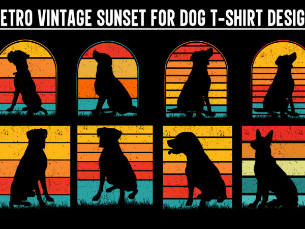 Dog sunset colorful, dog svg, dog vintage design, vintage dog svg, dog design, dog vector