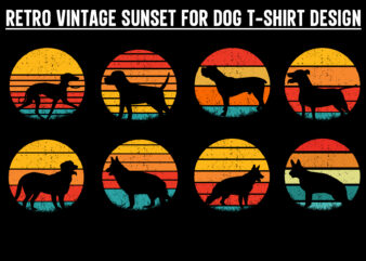 Dog Sunset Colorful, Dog svg, dog vintage design, vintage dog svg, dog design, dog vector