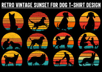 Dog Sunset Colorful, Dog svg, dog vintage design, vintage dog svg, dog design, dog vector